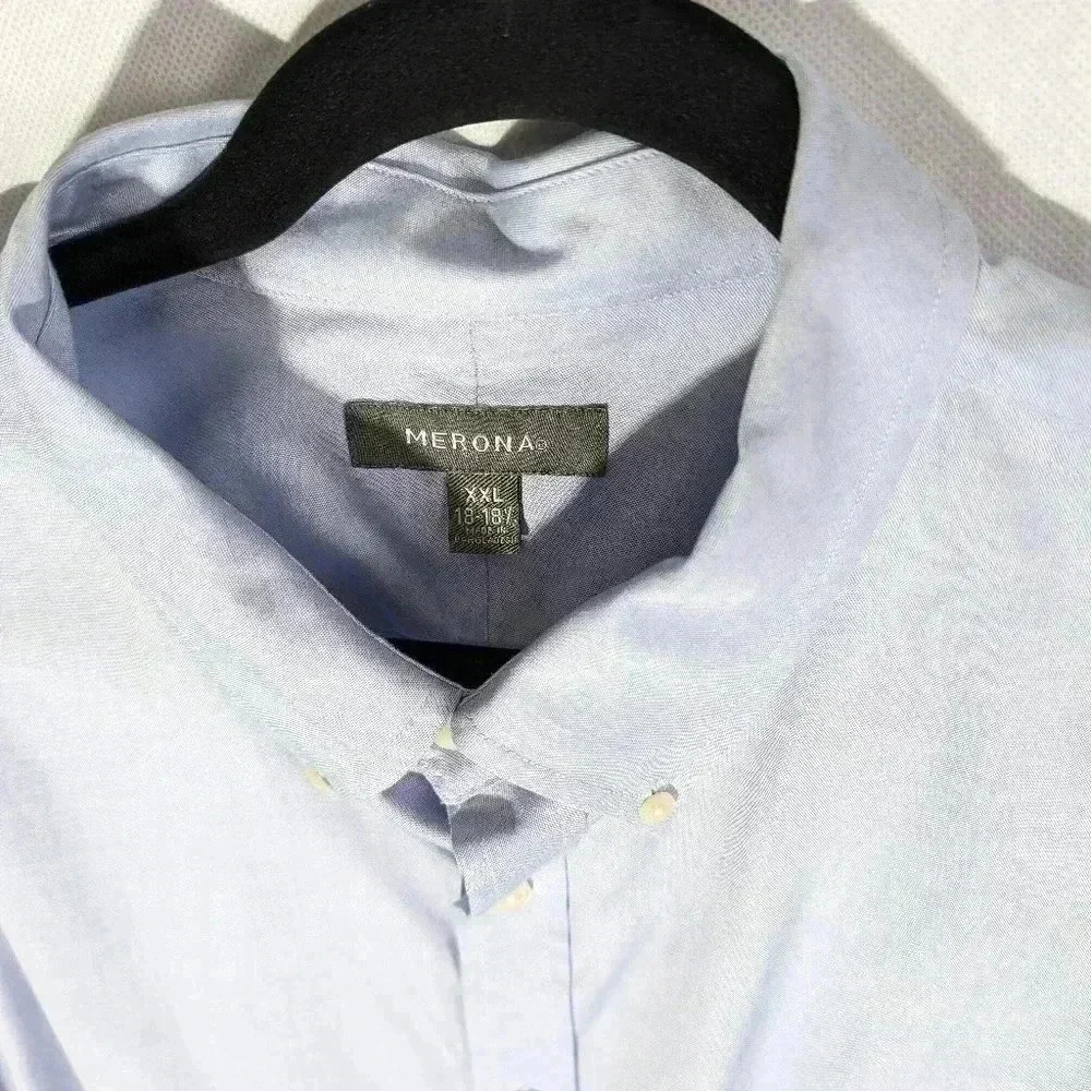 Soft blue mens long sleeve button down shirt. 2xl XXL Merona - Picture 2 of 5